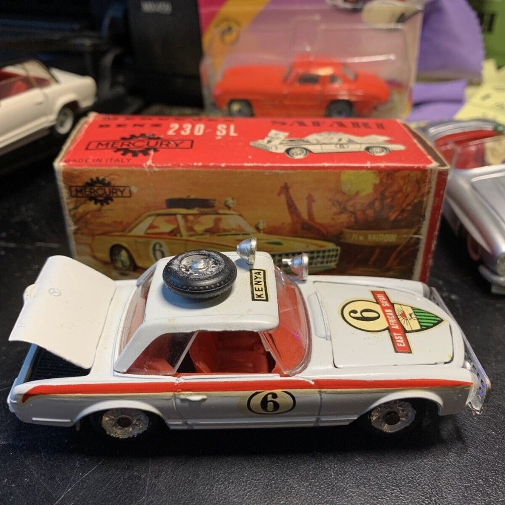 VINTAGE  Mercury - Mercedes 230 SL East African Safari 4” Nrmt Car #36 Complete!